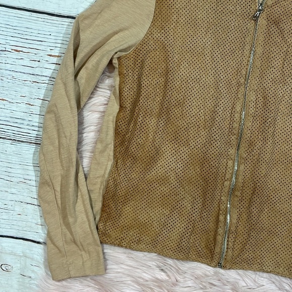 Majestic Filatures Leather Perforated Zip Front Lightweight Jacket - Picture 3 of 7